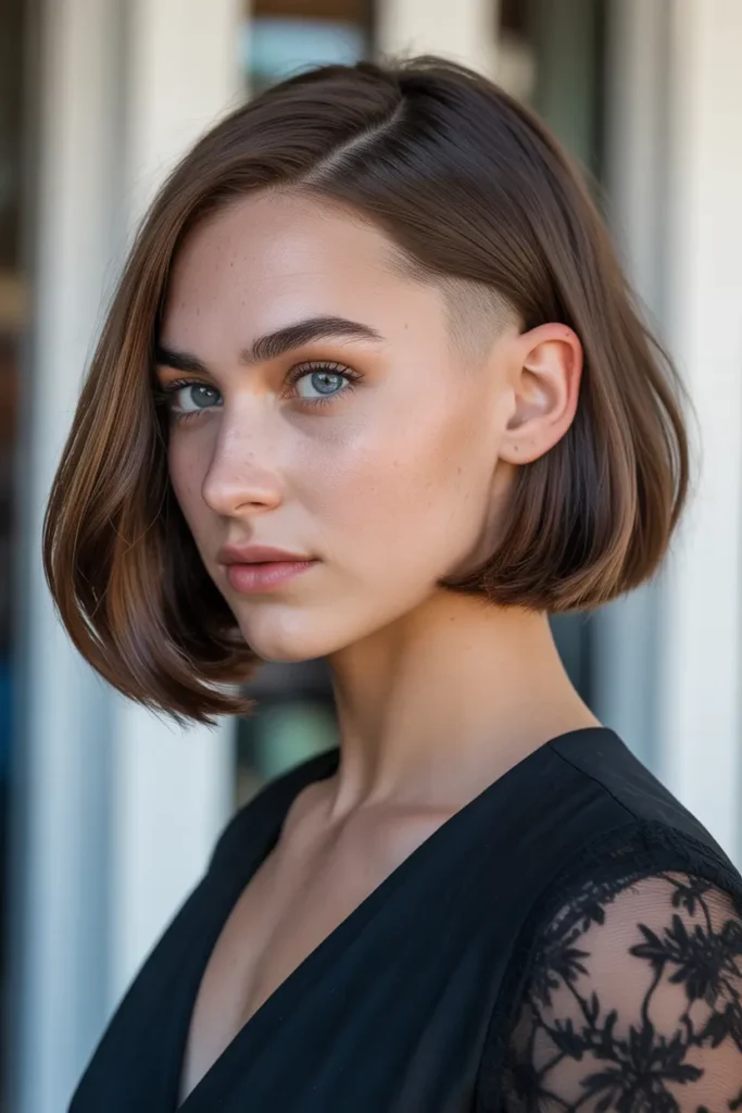 Side Shaved Bob with Peekaboo Undercut
