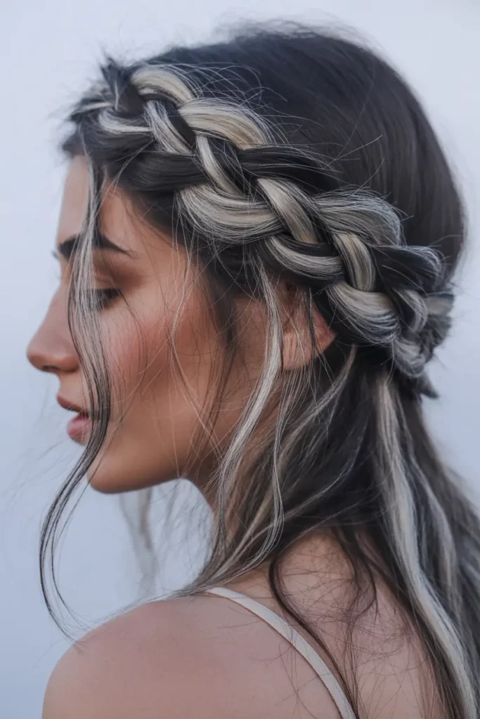 Silver Highlights with Braided Crown