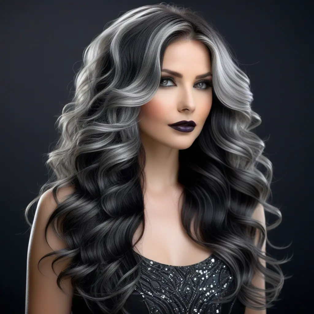 Silver and Charcoal Layered Waves