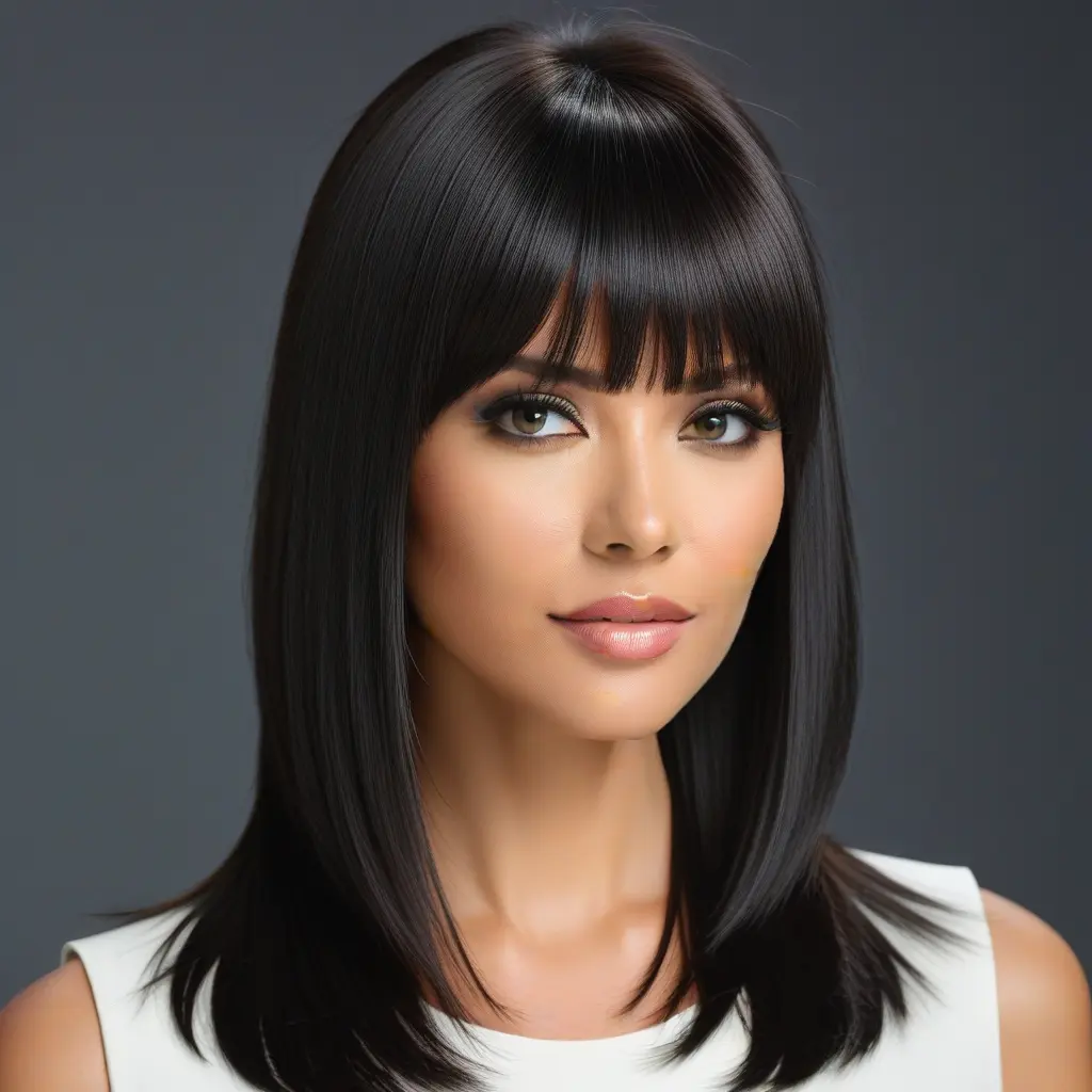 Sleek Long Wolf Cut With Defined Curtain Fringe