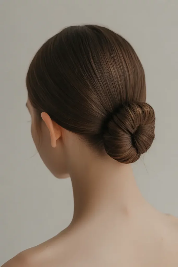 Sleek Low Bun With Center Part