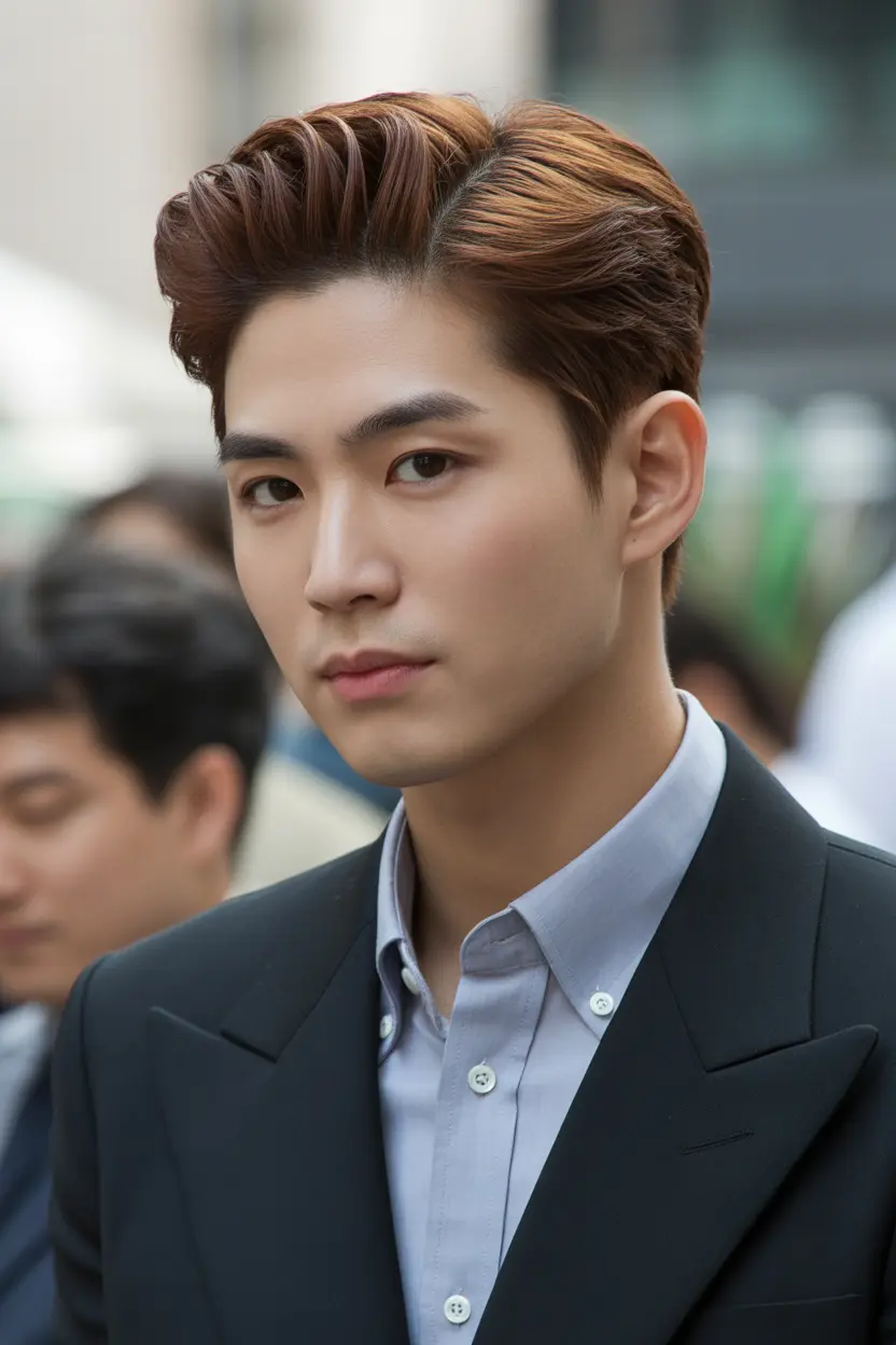 Slicked-Back Korean Pompadour