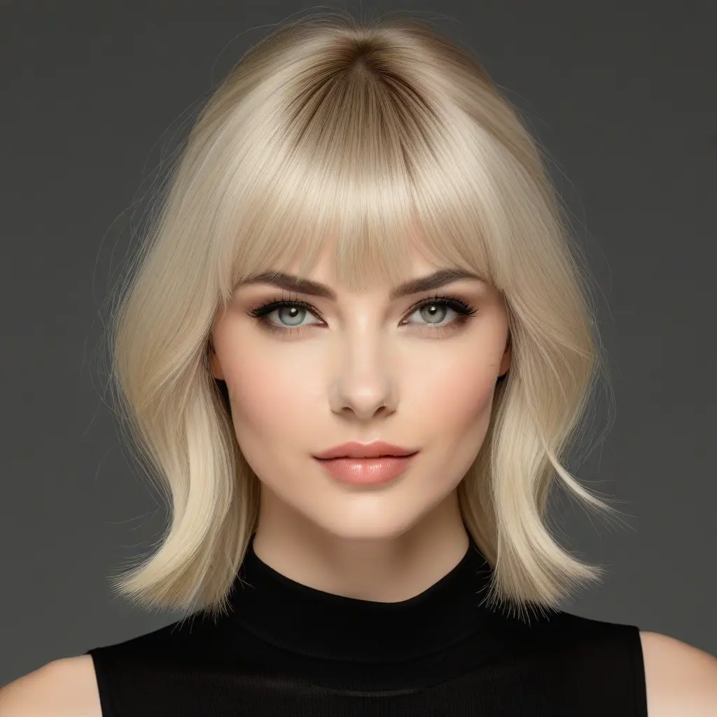 Soft Blonde Wolf Cut With Arched Bangs