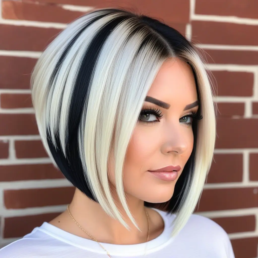 Split-Dye Blonde and Black Bob