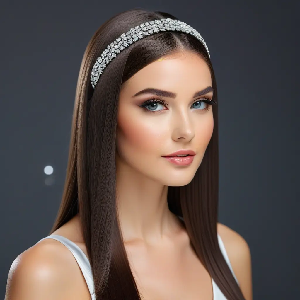 Straight Sleek Hair with Crystal Headband