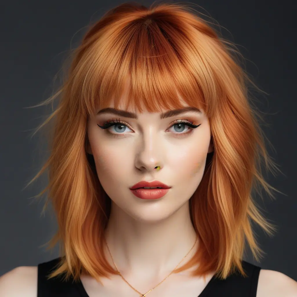 Strawberry Blonde Wolf Cut With Micro Bangs