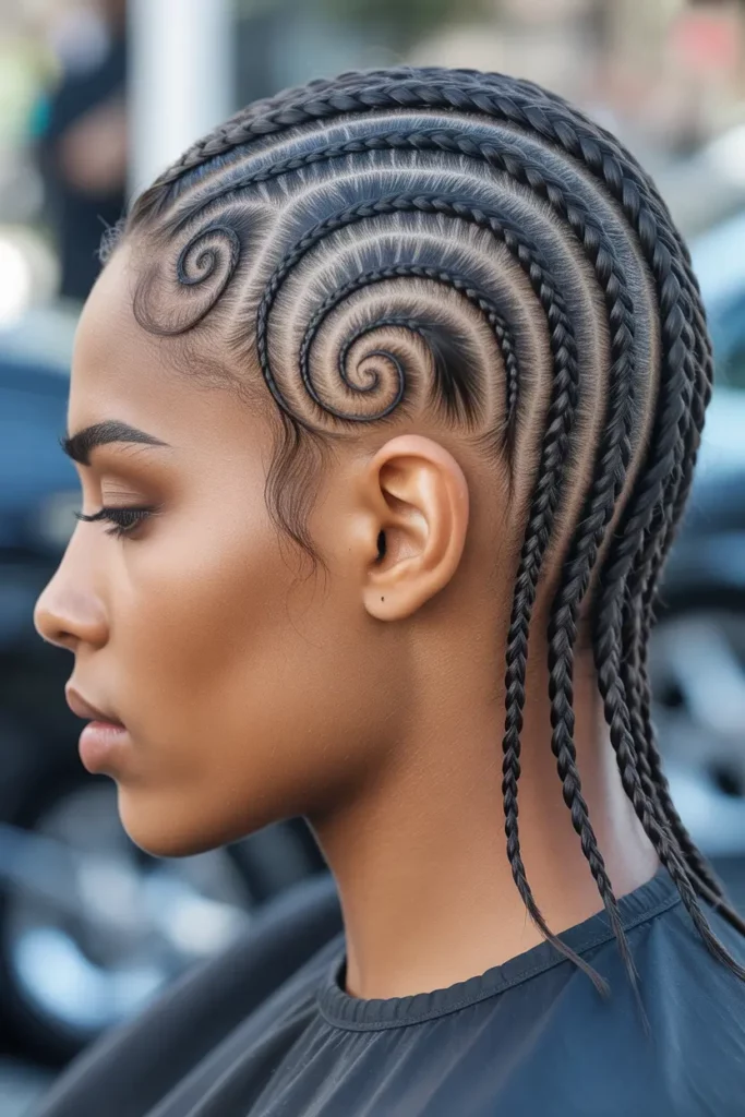 Swirl Cornrows With Undercut