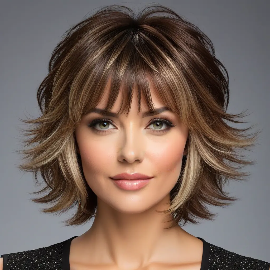 Textured Wolf Cut With Wispy Curtain Bangs