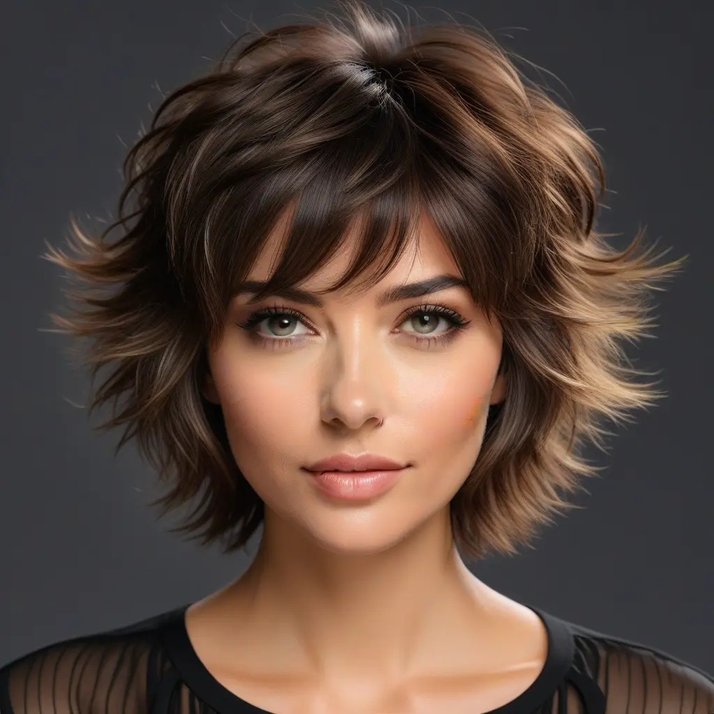 Tousled Short Wolf Cut With Soft Curtain Bangs