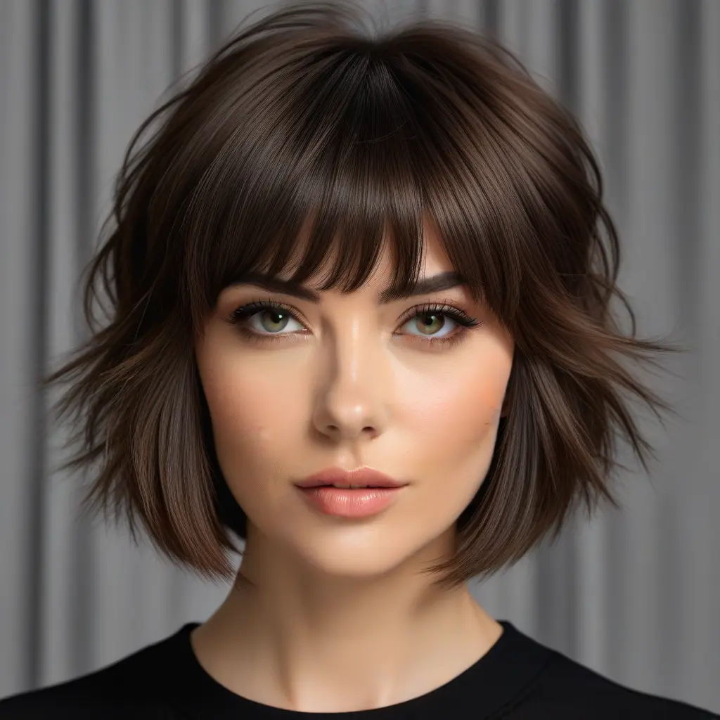 Undercut Wolf Cut With Long Curtain Bangs