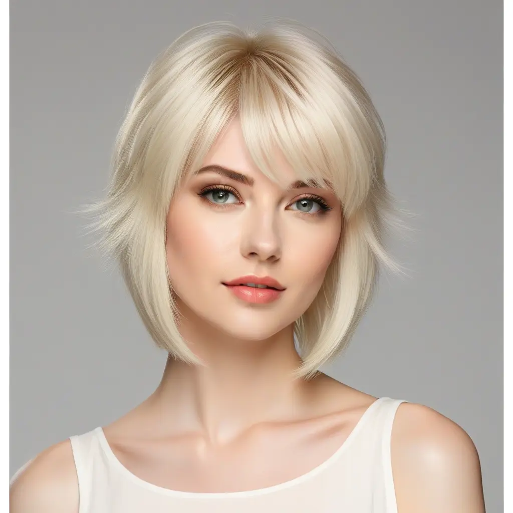 Vanilla Blonde Wolf Cut With Soft Fringe