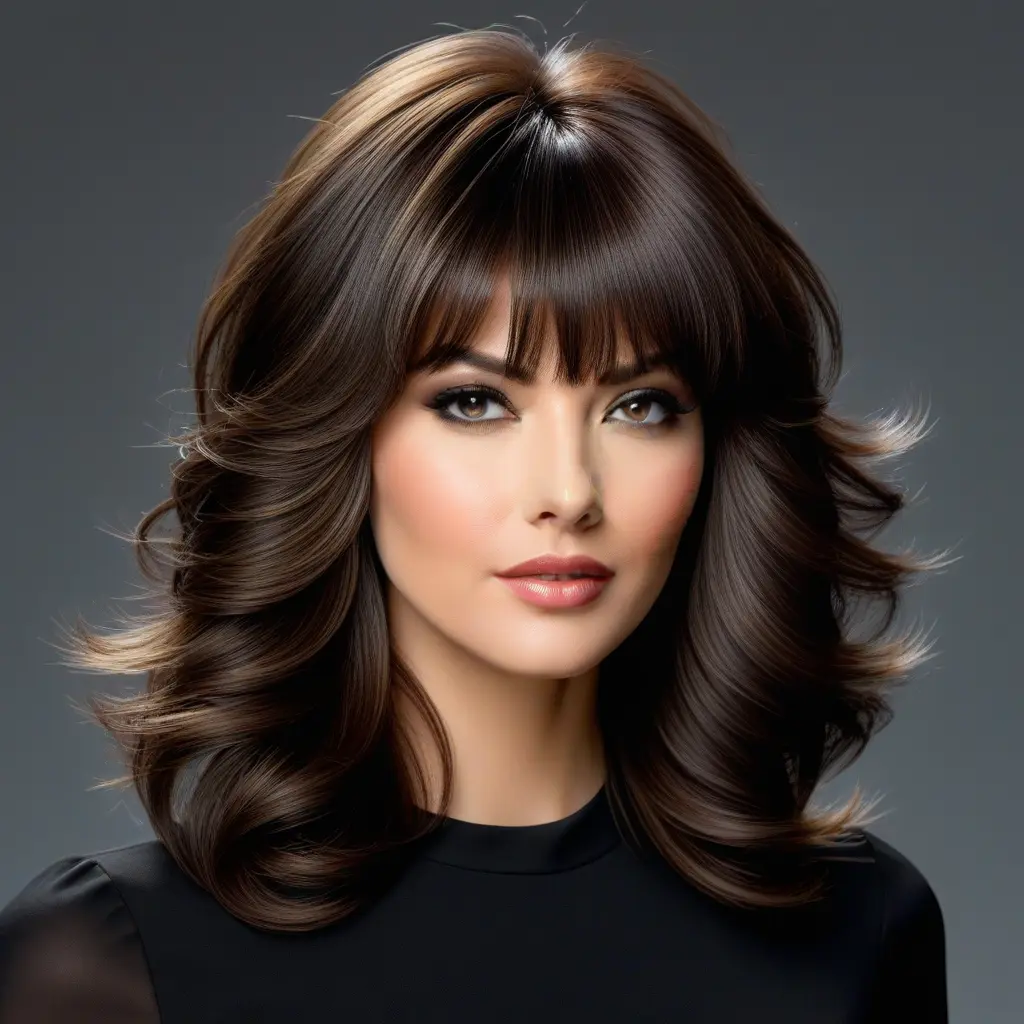 Voluminous Short Wolf Cut With Blown-Out Bangs