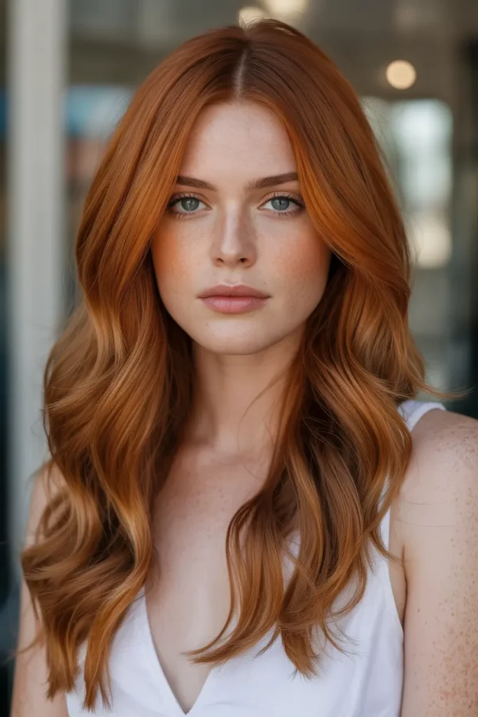 Warm Caramel Highlights on Auburn Hair