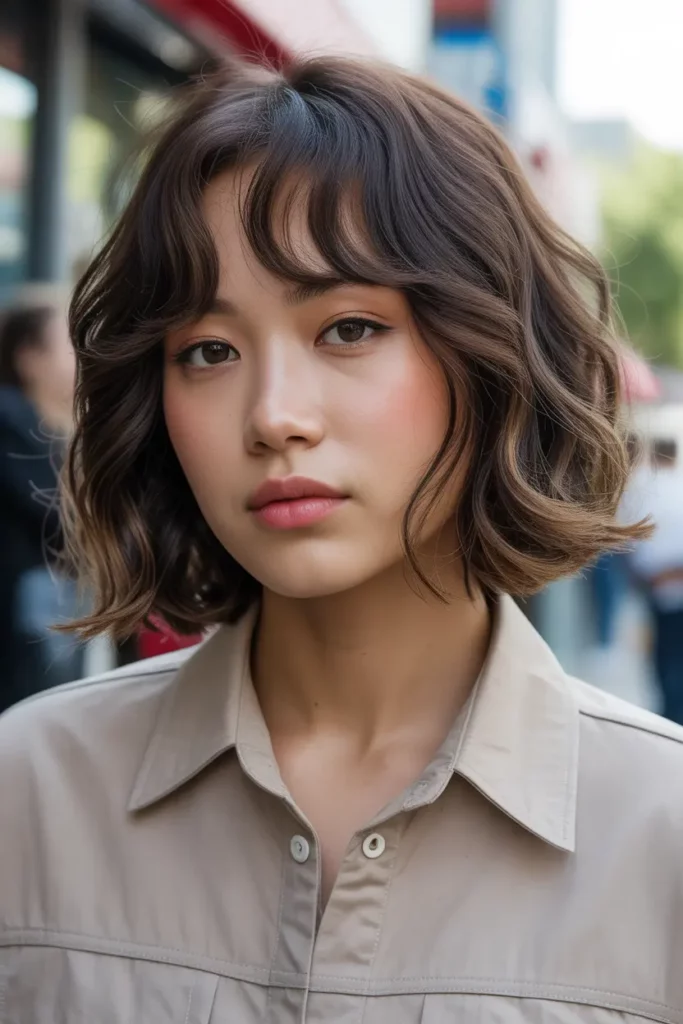 Wavy Lob With See-Through Bangs