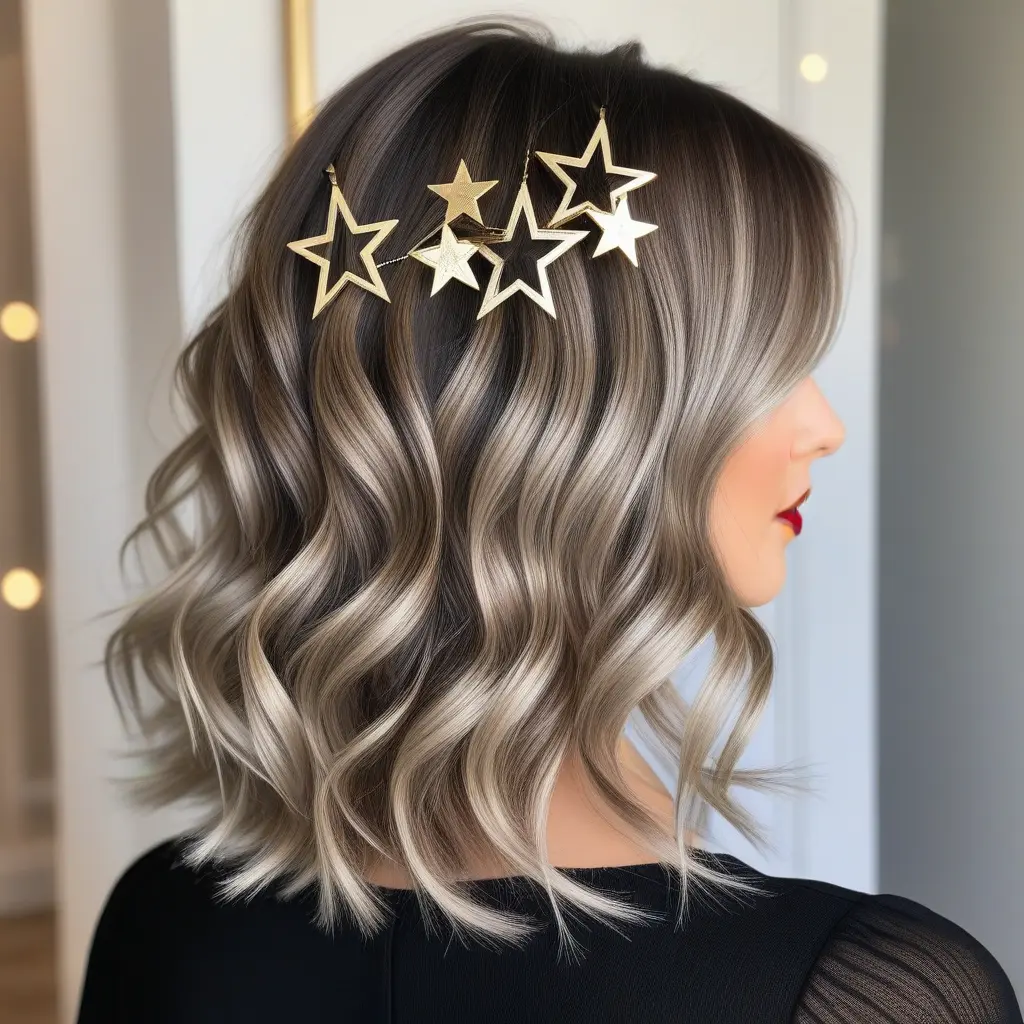 Wavy Lob with Star Barrettes\