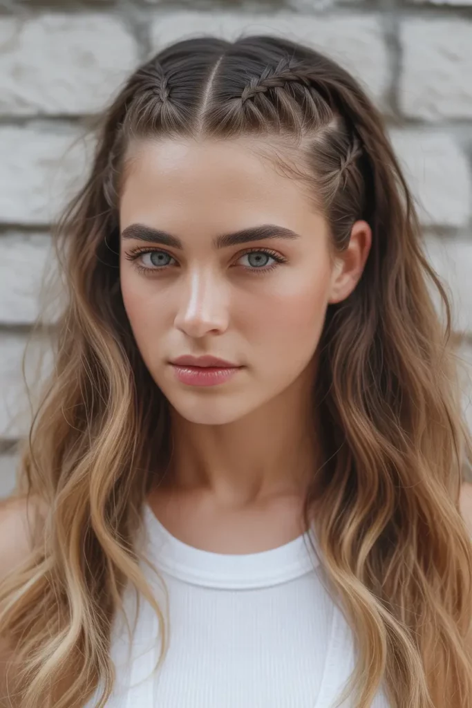 Baby Braids Framing the Face With Loose Hair