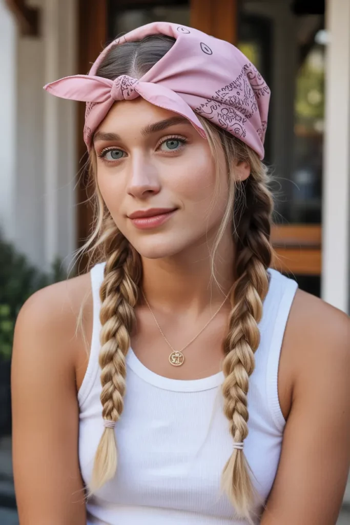 Baby Braids With Bandana Wrap