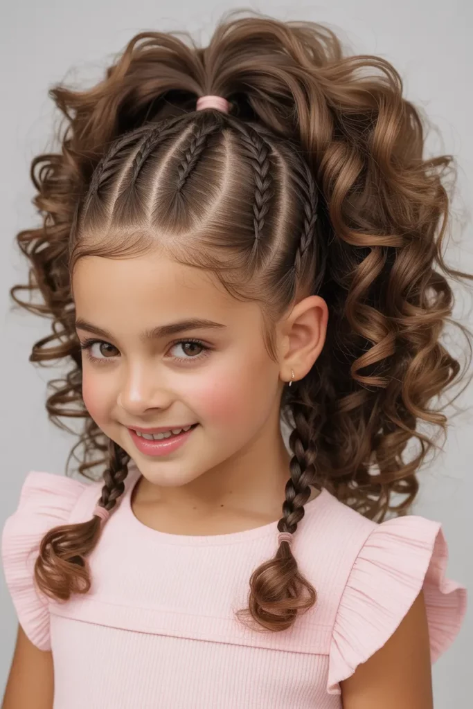 Baby Braids With High Curly Ponytail
