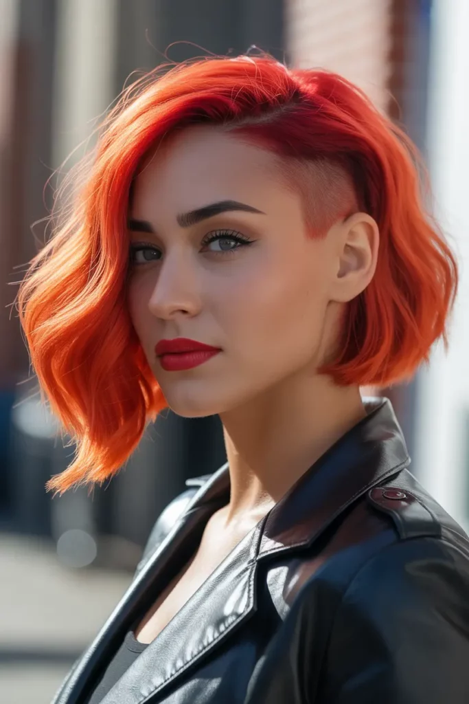 Bold Red Undercut Bob