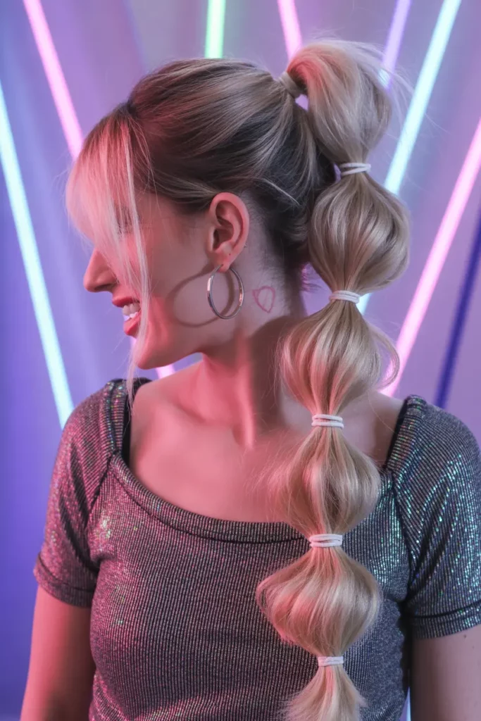 Bubble Ponytail with Hair Accessories