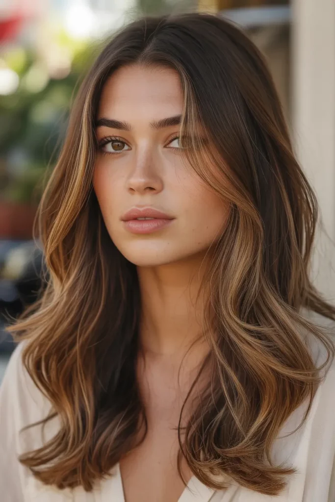 California Brunette with Honey Highlights