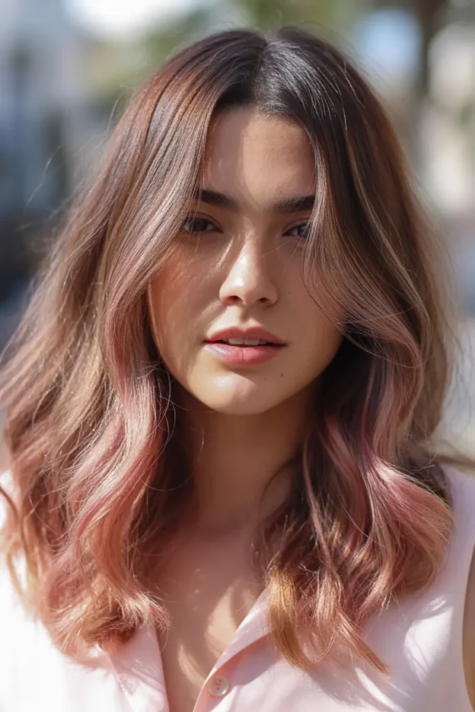 California Brunette with Rose-Tinted Shine