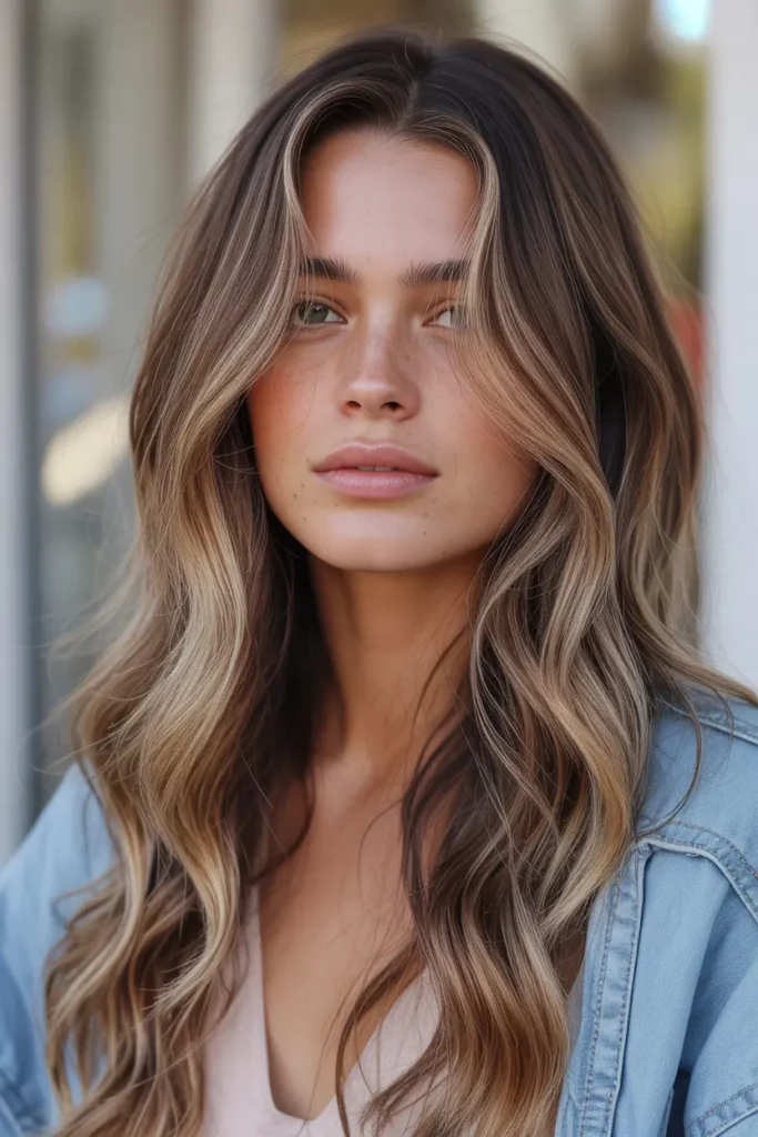 California Brunette with Sandy Highlights