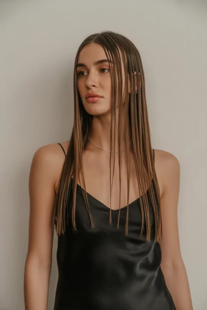 Chic Straight Hair with Middle Part