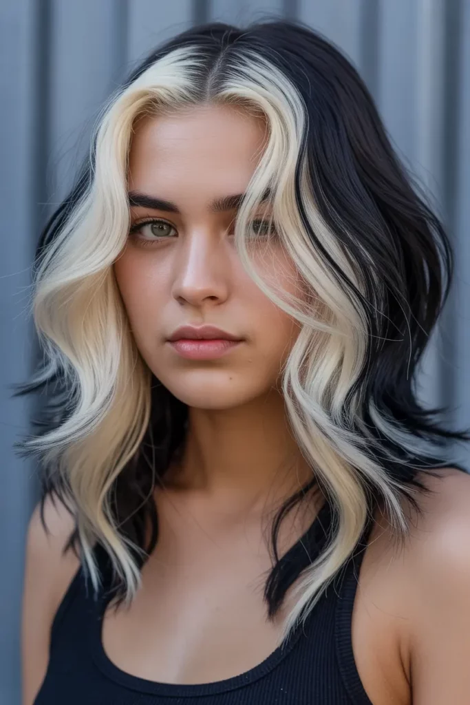 Classic Blonde and Black Y2K Skunk Hair