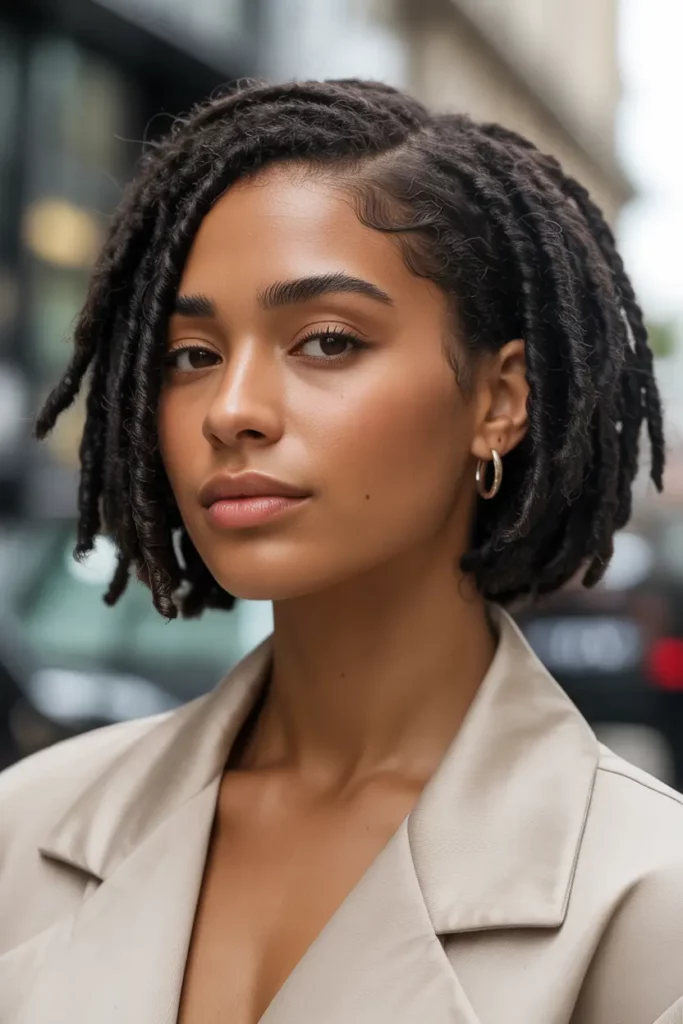Classic Short Loc Bob with Side Part