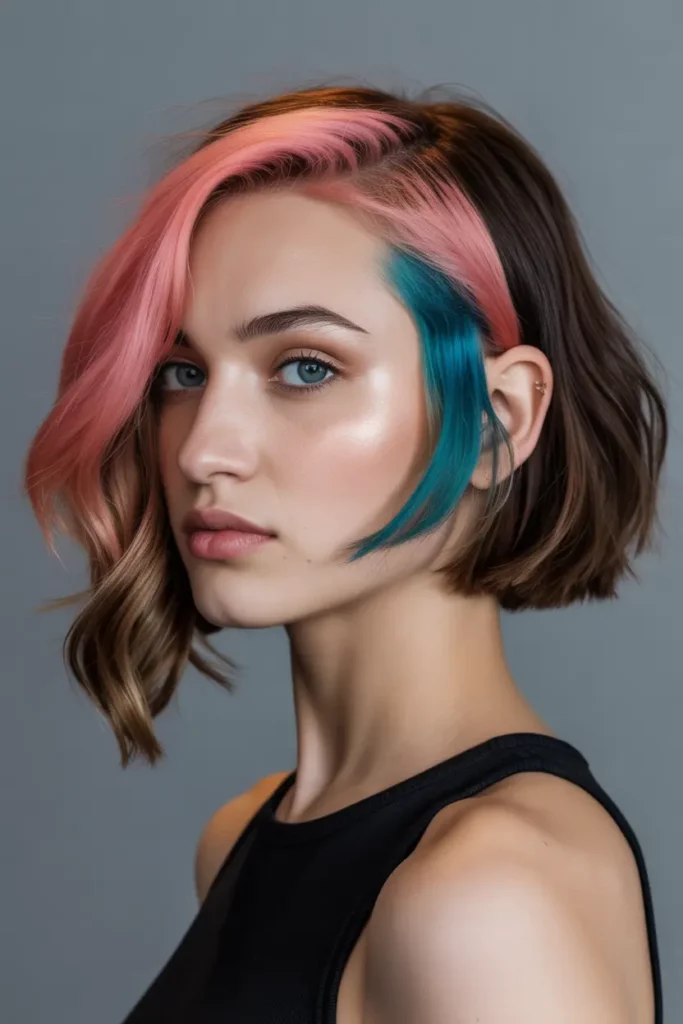 Color-Blocked Undercut Bob
