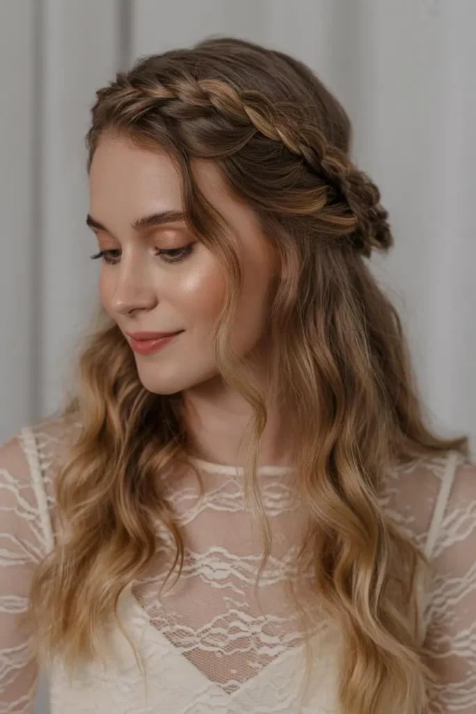 Crown Braid with Low Waves