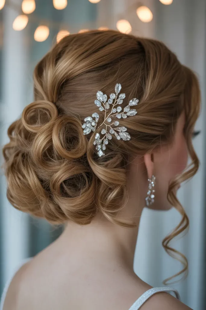 Curly Updo with Decorative Pins