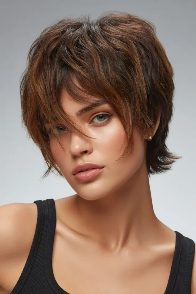 Edgy Shag with Asymmetrical Bangs