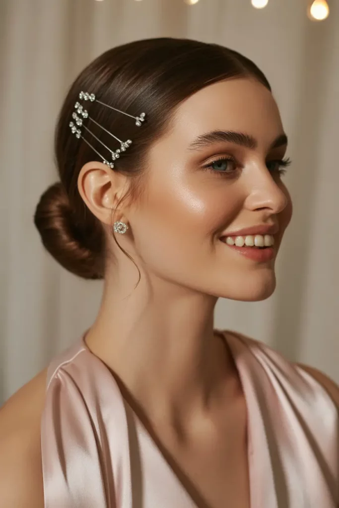 Elegant Low Bun with Sparkly Pins
