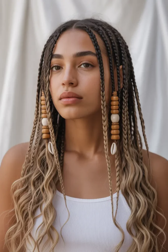 Fulani Braids with Bohemian Loose Waves