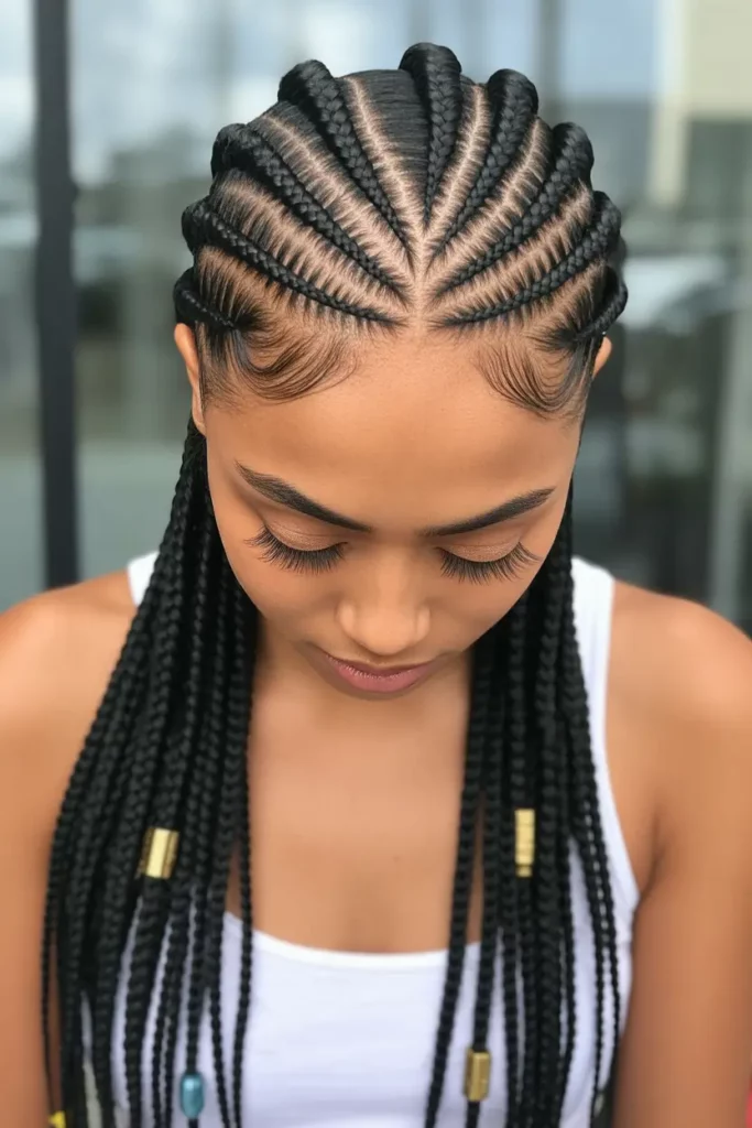 Fulani Braids with Crisscross Pattern