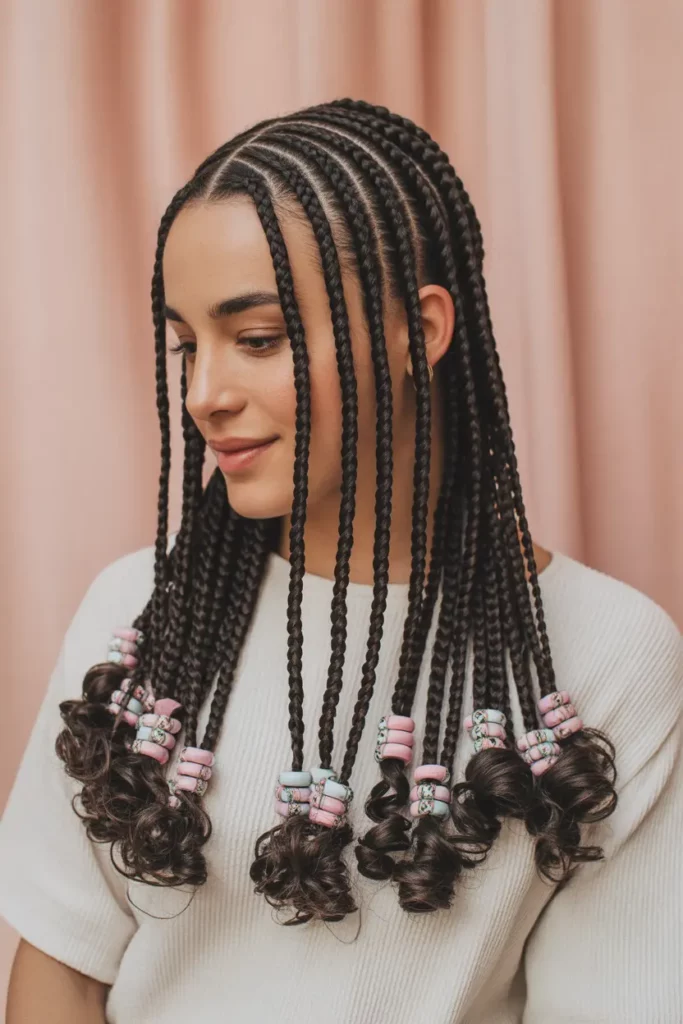 Fulani Braids with Curly Ends