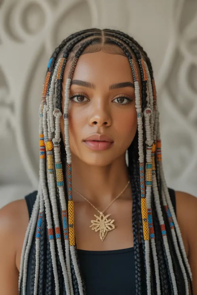 Fulani Braids with Intricate Beadwork