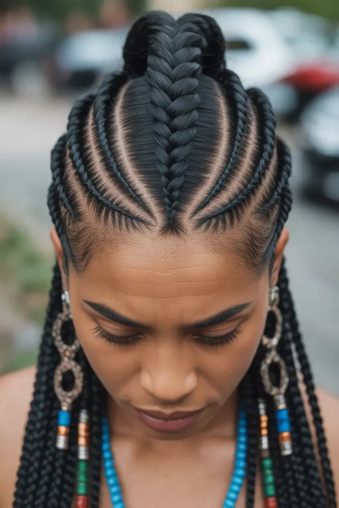 Fulani Braids with Mohawk Braid Crown