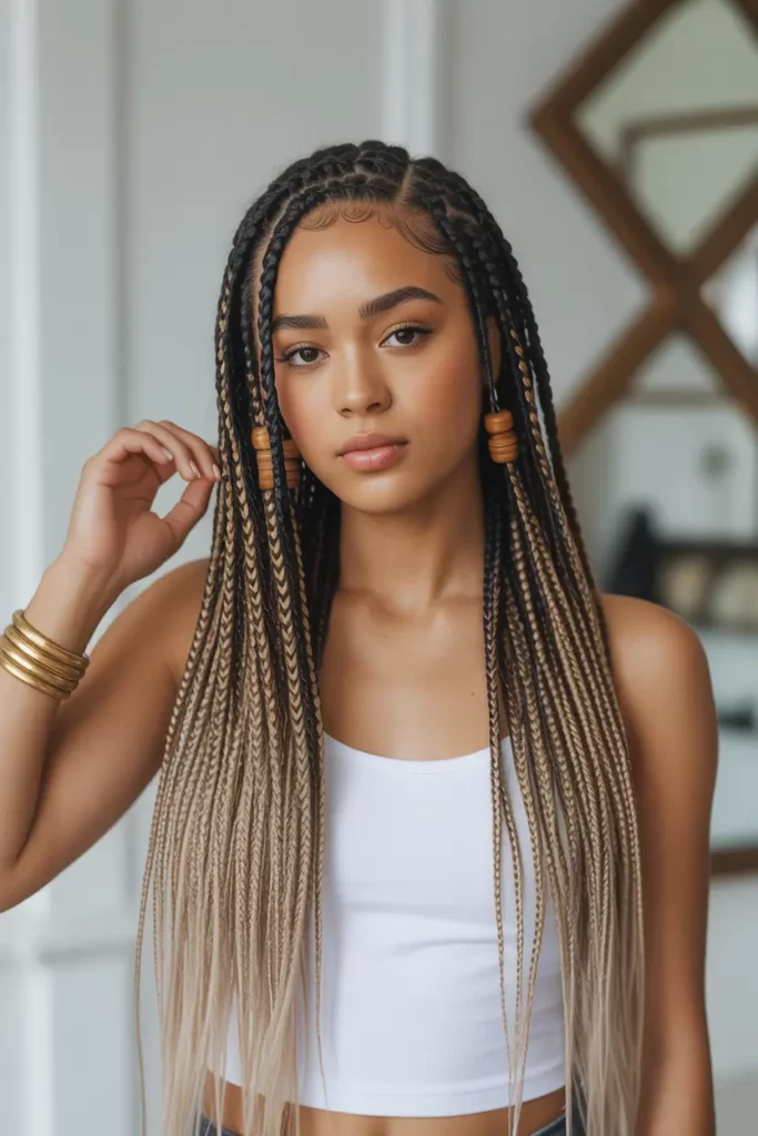 Fulani Braids with Ombre Extensions