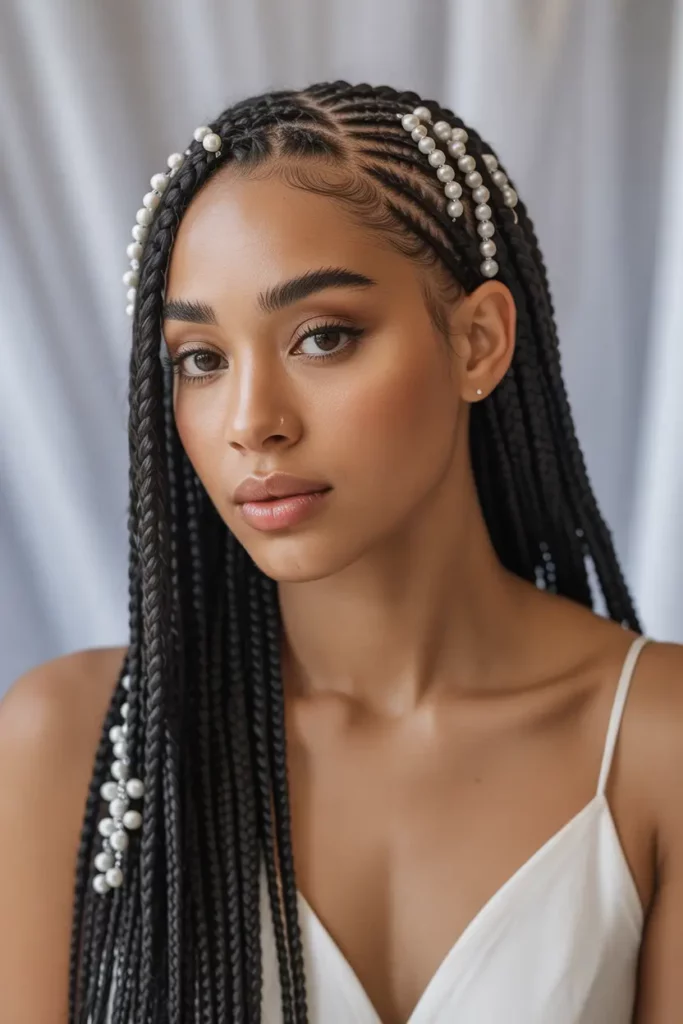 Fulani Braids with Pearl Accents