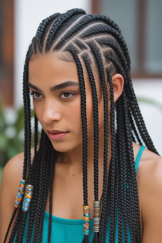 Fulani Braids with Triangle Parts