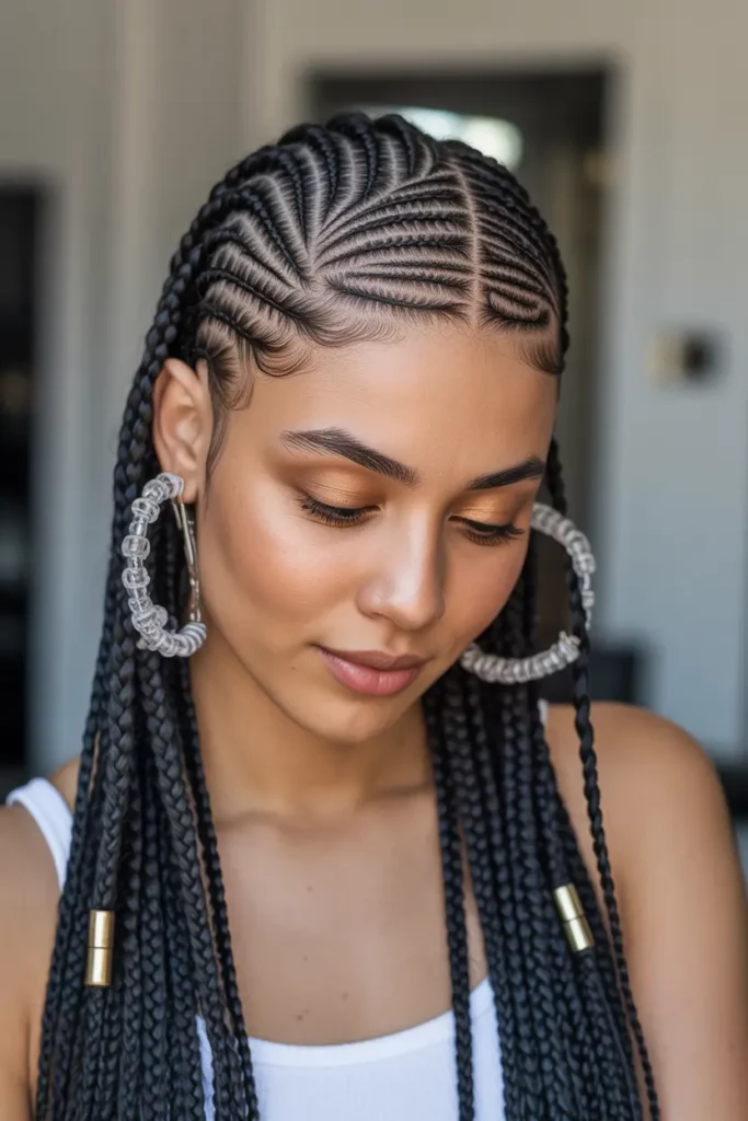 Fulani Braids with Zigzag Parting