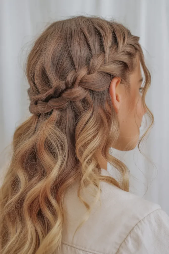 Half-Up Baby Braids With Loose Waves