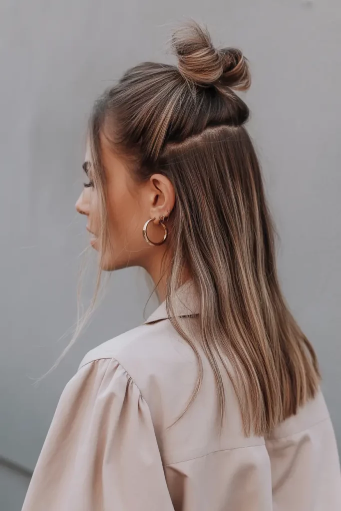 Half-Up Top Knot Hairstyles For Greasy Hair