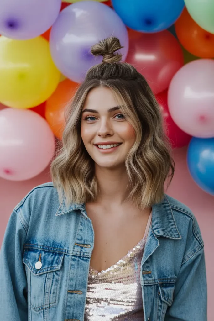 Half-Up Top Knot with Loose Waves