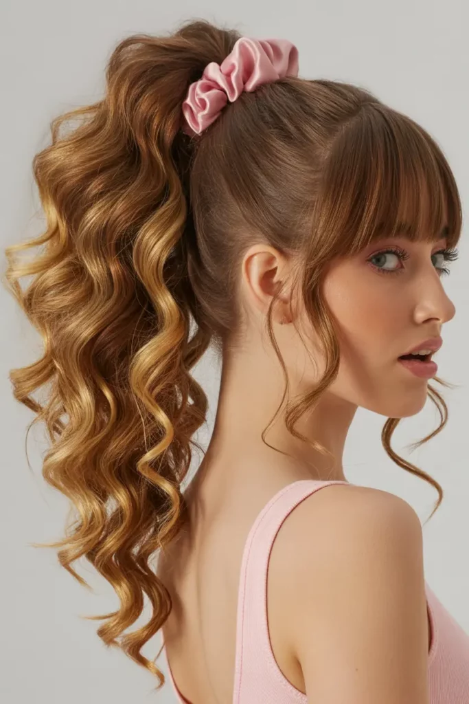 High Ponytail with Romantic Curls