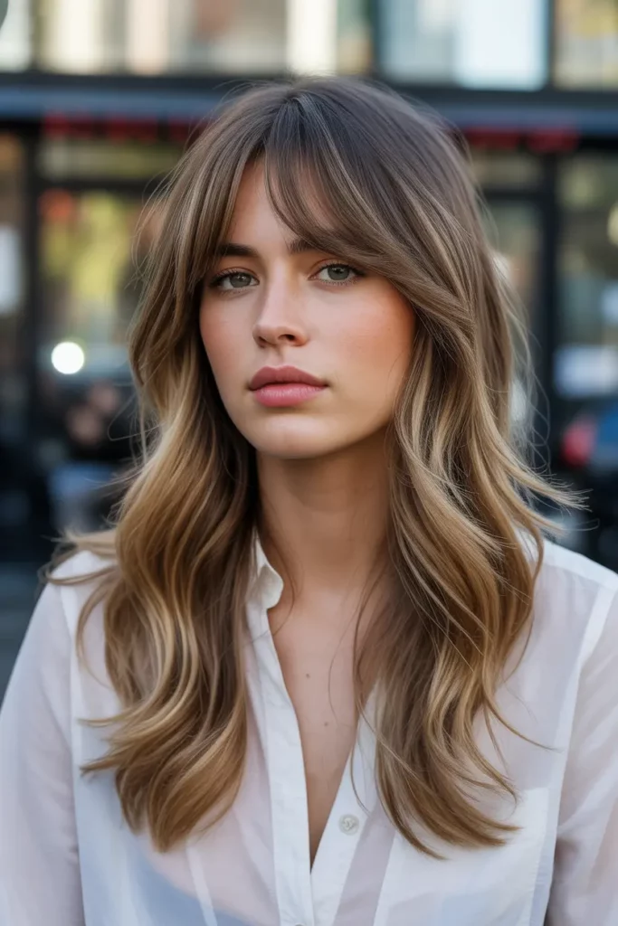 Long Layered Cut With Curtain Bangs