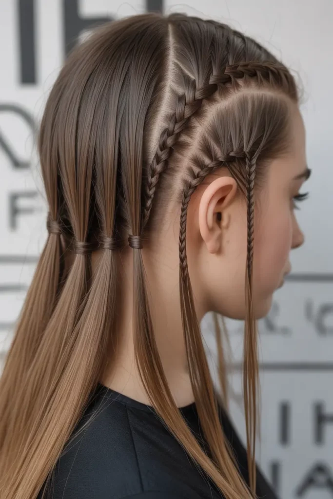 Long Straight Hair With Side Baby Braids